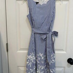 Talbots Blue and White Striped Midi Dress